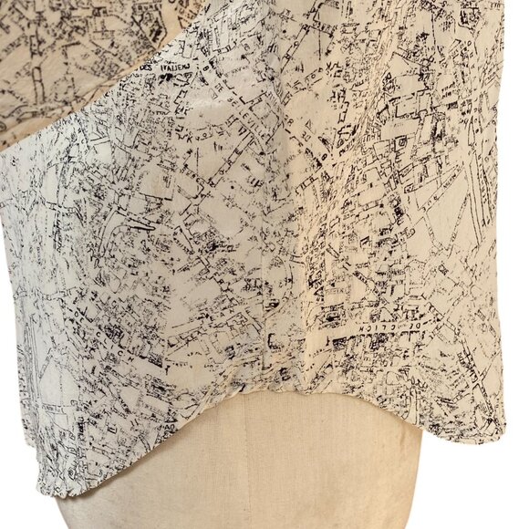 Colours by Alexander Julian Silk All Over Print Blouse French Map Artsy Travel-8 - Picture 11 of 15
